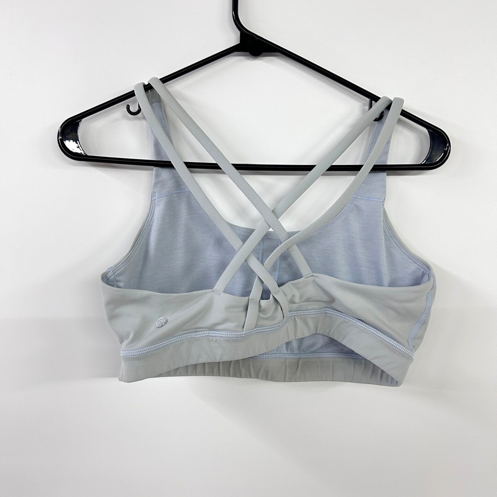 Lululemon Energy Bra Strappy Cross Back Sports Bra Size 10 Light Blue Athleisure